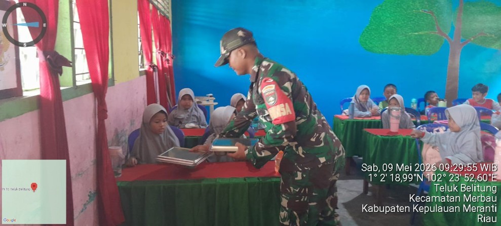 Babinsa Koramil 06/Merbau Kawal Penyaluran Makan Bergizi di Puluhan Sekolah