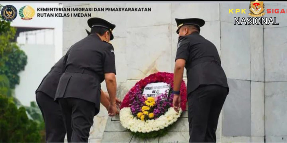 Rutan Medan Ikuti Upacara Tabur Bunga Peringati Hari Bhakti Imigrasi ke - 75
