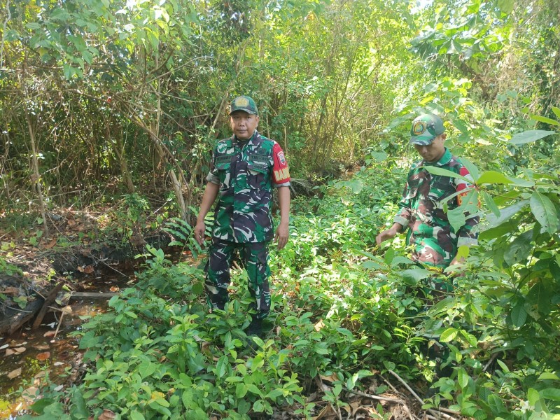 Babinsa Koramil 06/Merbau Perketat Pengawasan Karhutla