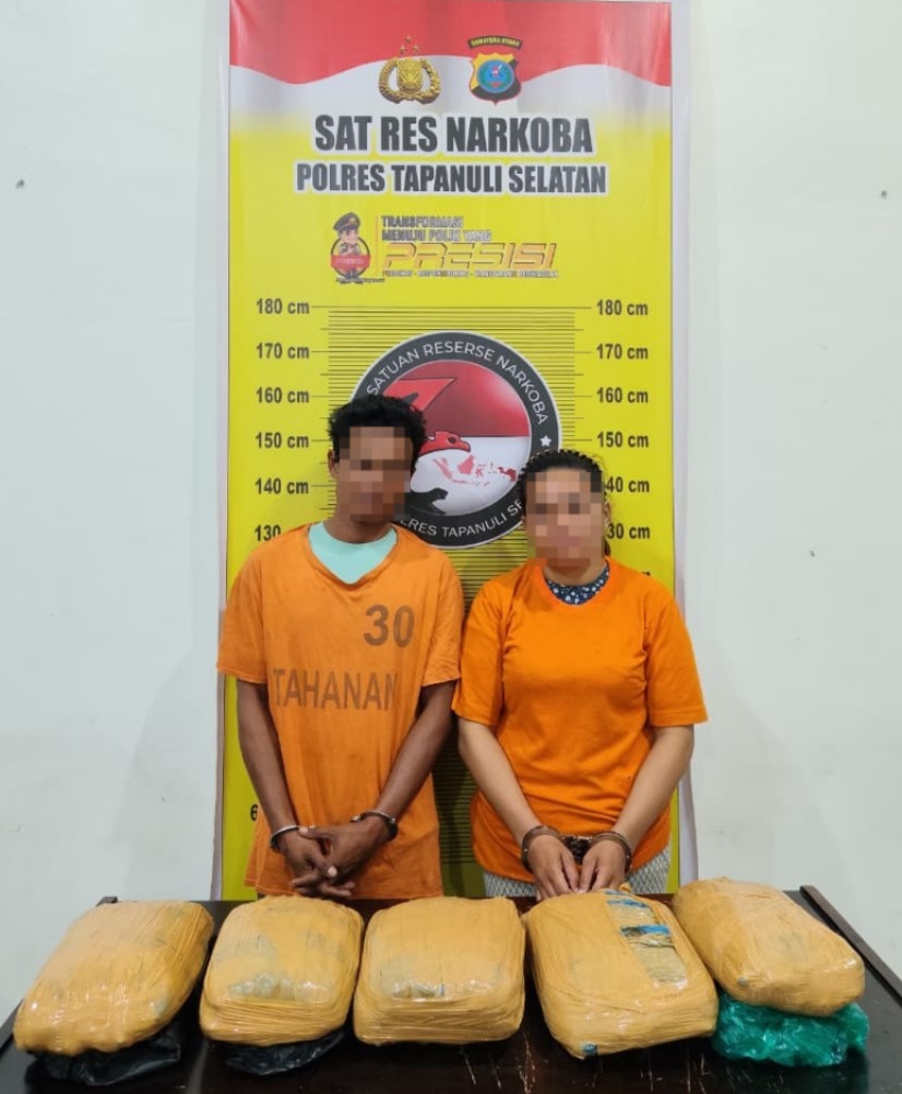 Polres Tapsel Amankan Dua Tersangka Pemilik 5 Kilogram Ganja di Batang Angkola
