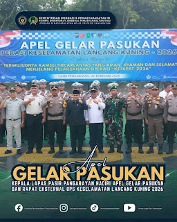 Lapas Kelas IIB Pasir Pengaraian Gelar Apel Pasukan Operasi Lancang Kuning 2026 di Mapolres Rohul.