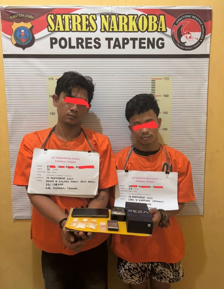 Dua Pengedar Narkoba Ditangkap di Tapteng dan Sibolga, Sabu Bruto 12,61 Gram Disita