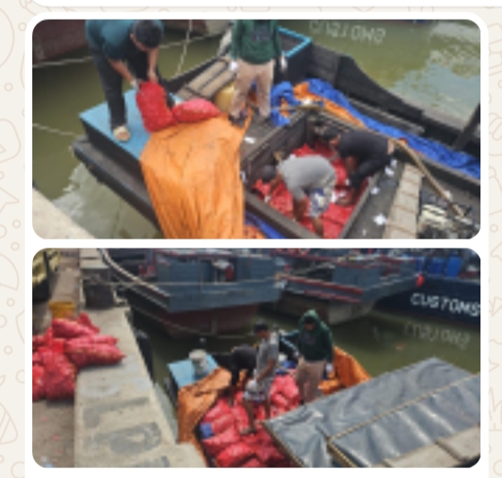 Satgas Patroli Laut Terpadu Jaring Sriwijaya BC 8006 Tangkap Kapal Muatan Bawang Ilegal