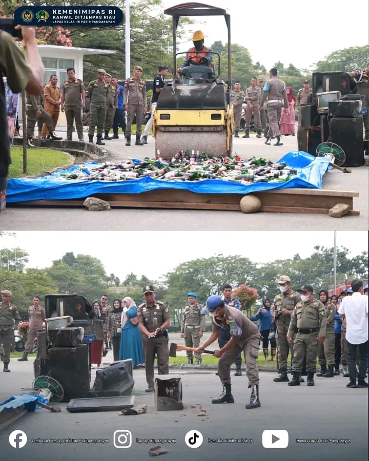 Pemusnahan Barang Bukti Hasil Penegakan Perda Tahun 2025 Dihadiri Kalapas Pasir Pengaraian
