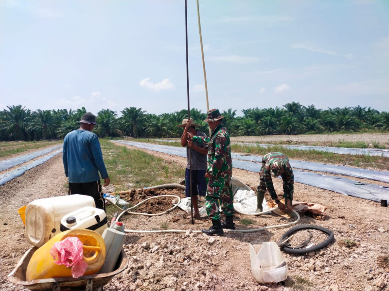 Kolaborasi Babinsa dan Petani Tanjung Penyembal di Musim Kemarau