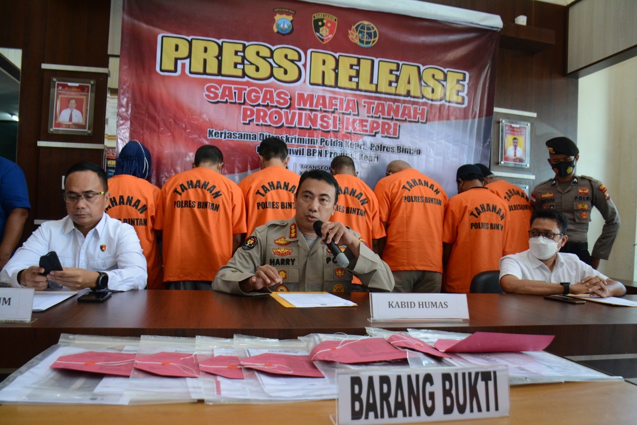 Satgas Mafia Tanah Polda Kepri Ungkap Pemalsuan Surat Di Bintan