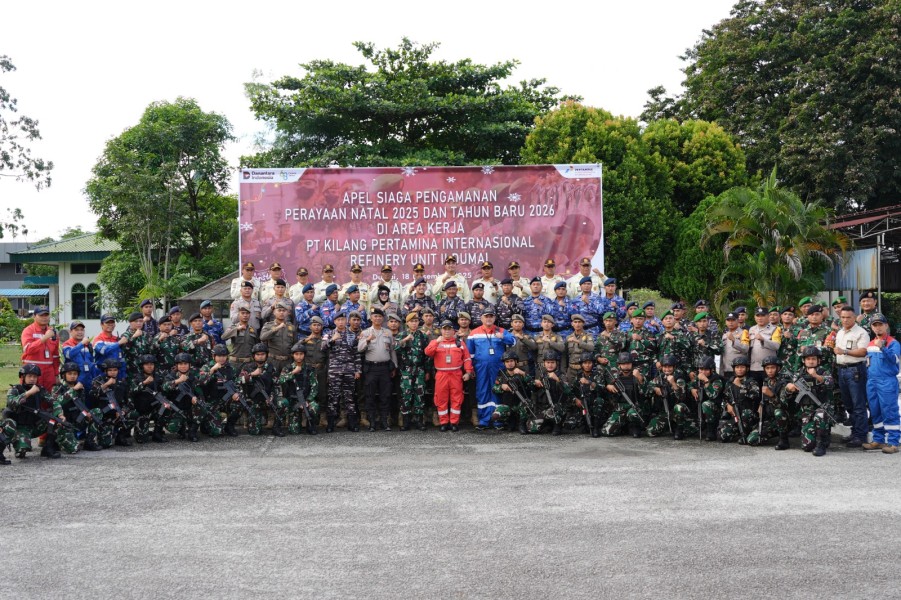 PT Kilang Pertamina Dumai Gelar Apel Satgas Pengamanan Natal 2025 dan Tahun Baru 2026