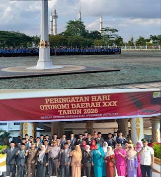 Lapas Kelas IIB Rohul Hadiri Upacara Peringatan Hari Otonomi ke-XXX Rohul 2026