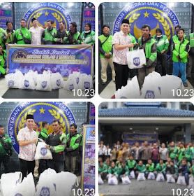 Rutan Kelas I Medan Bagikan 50 Paket Bansos Kepada Pengemudi Ojek Online