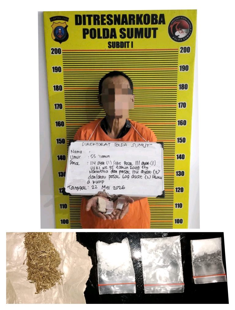 Edarkan Sabu dan Ganja dari Rumah, Pria 55 Tahun di Medan Tembung Ditangkap Polda Sumut