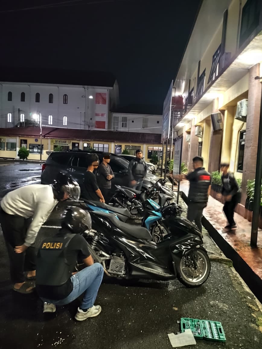 Saat Patroli, Polres Pematangsiantar Amankan Tiga Sepedamotor Knalpot Brong