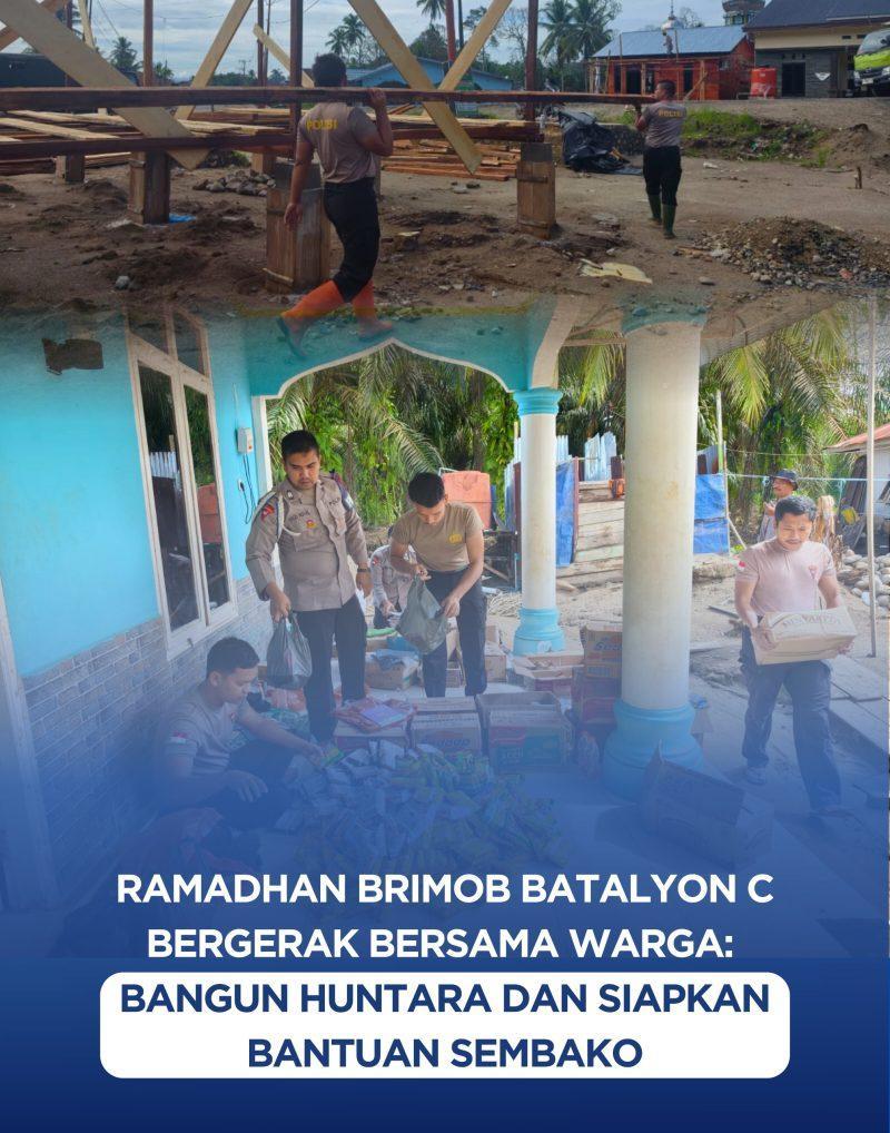 Brimob Batalyon C Bergerak Bersama Warga: Bangun Huntara dan Siapkan Bantuan Sembako