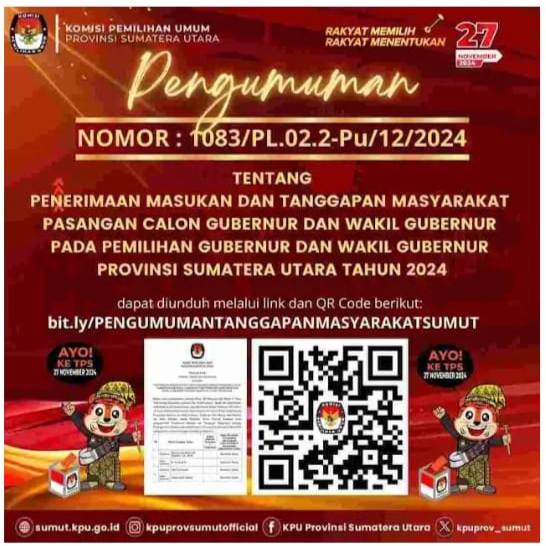 KPU Provinsi Sumut Menerima Masukan dan Tanggapan Masyarakat Terhadap Paslon Gubsu dan Wagubsu