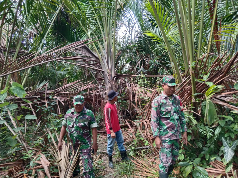 Patroli Rutin Karhutla, Babinsa Ingatkan Warga Desa Kudap Bahaya Membuka Lahan Dengan Cara Dibakar