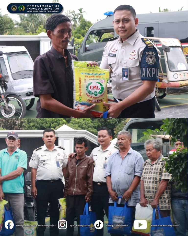 Bagikan Sembako Kepada Tukang Becak Oleh Lapas Kelas IIB Pasir Pengaraian