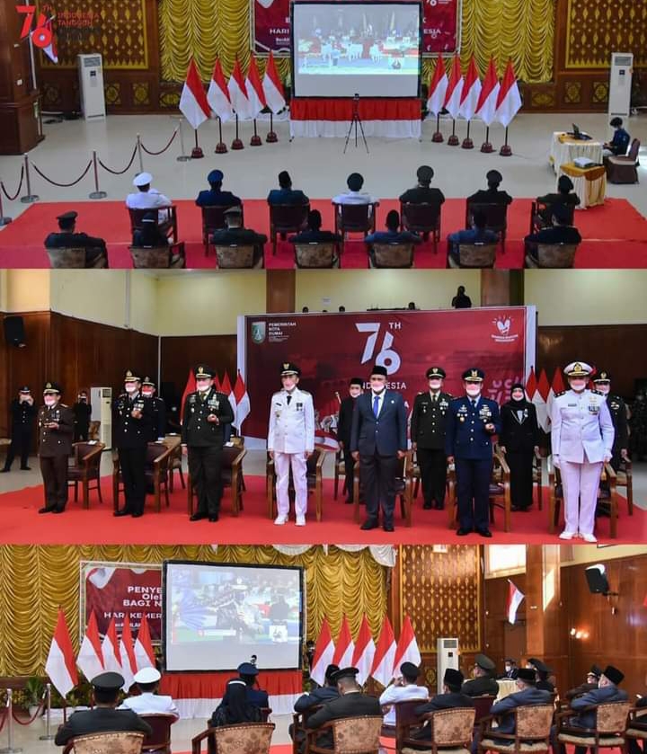 Pemko Dumai Ikuti Upacara Bendera Peringati Detik-Detik Proklamasi Kemerdekaan Republik Indonesia ke-76 Secara Virtual