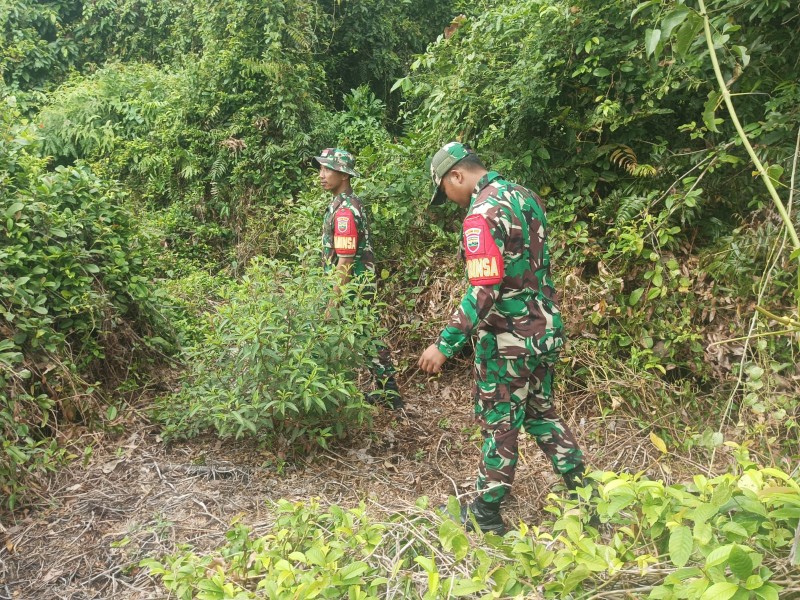 Patroli Karhutla, Babinsa Koramil 06/Merbau Beri Himbauan ke Warga