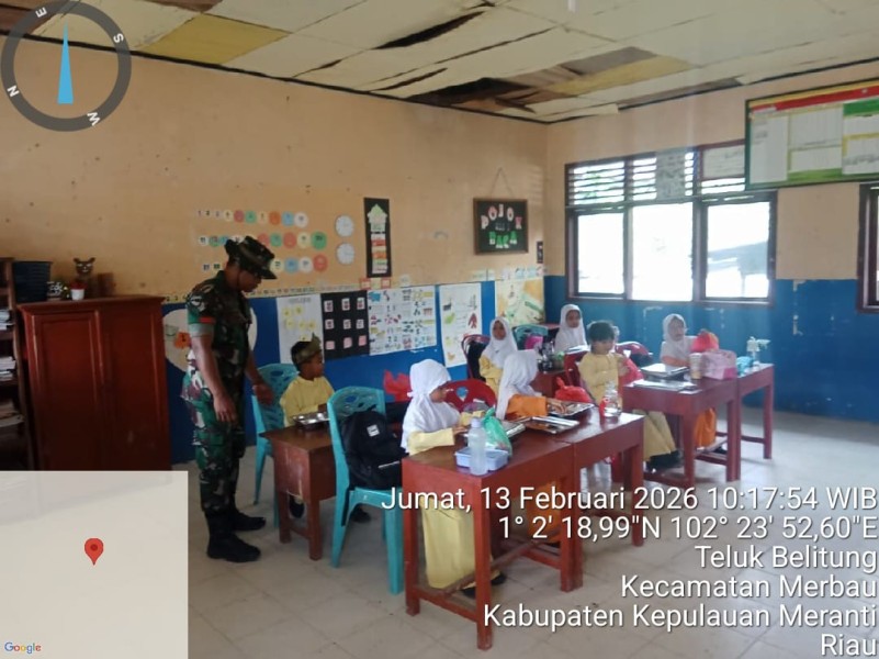 Babinsa Merbau Pantau Kualitas Menu Bergizi bagi Ribuan Pelajar