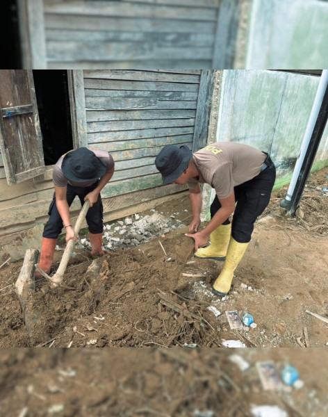 Sinergi Brimob Percepat Pemulihan Masjid dan Sekolah Terdampak Banjir