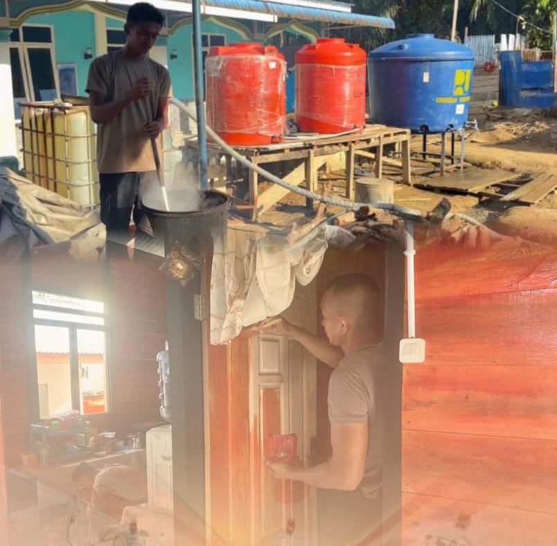 Brimob Hadir Menyeluruh di Batang Toru: Dari Dapur Lapangan, Cat Huntara, hingga Ibadah Bersama Warga