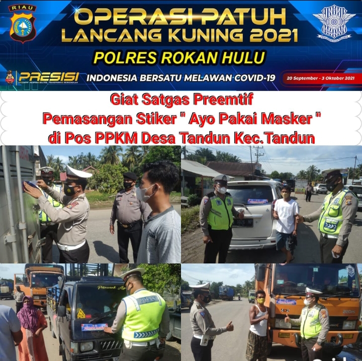 Efektifkan Prokes Dan Tertib Lalu Lintas Di Masyarakat, Ini Giat Personil Polsek Tandun