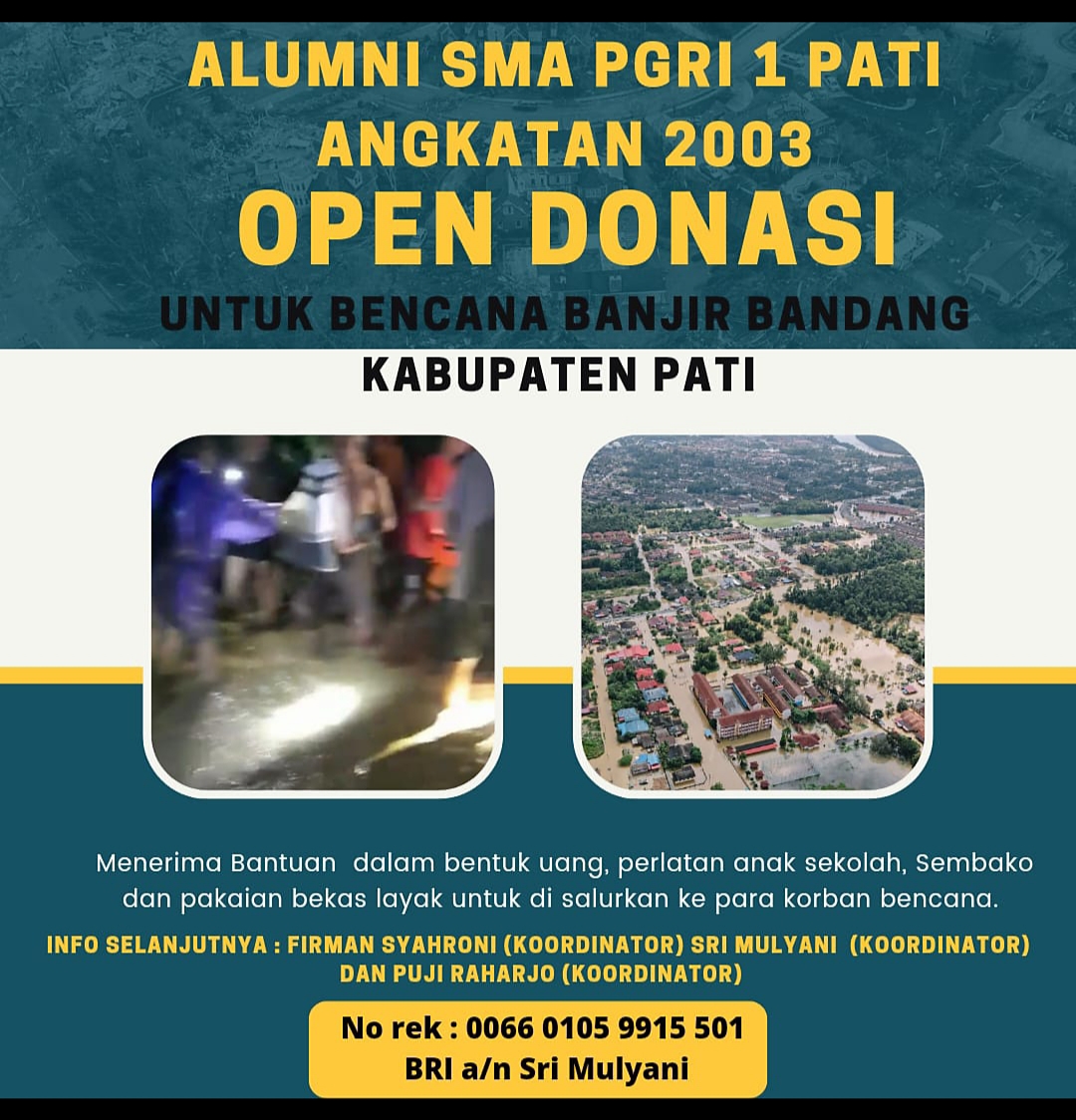 Peduli Sesama, Alumni SMA PGRI 1 Pati Galang Dana Untuk Korban Bencana Banjir
