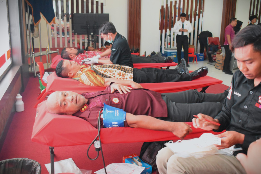 Peringati Hari Pengayoman Ke - 79, Rutan Labuhan Deli Ikuti Kegiatan Donor Darah
