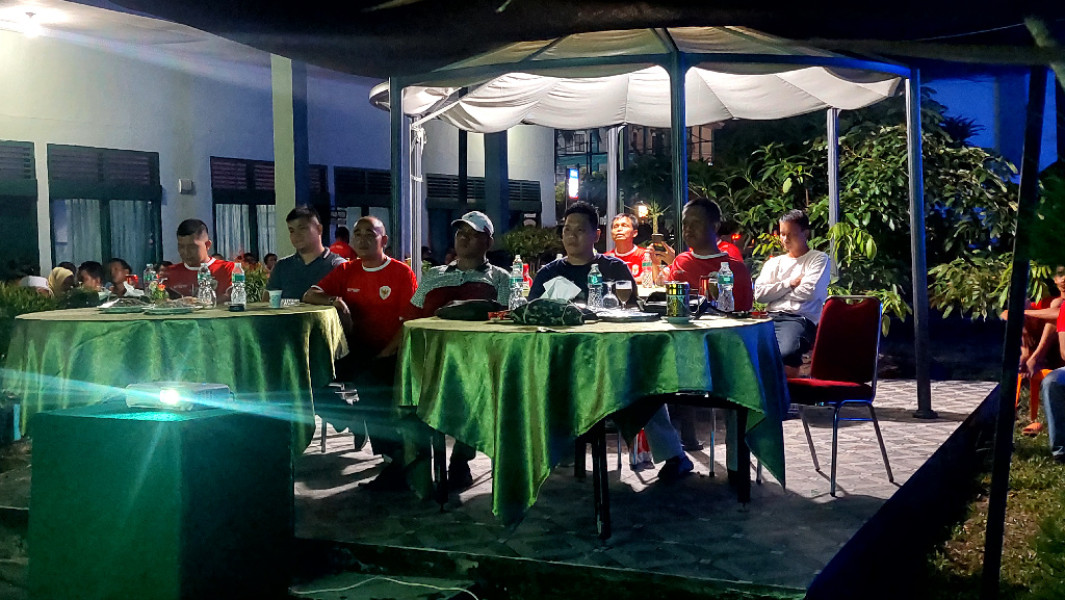 Nobar Semifinal Piala AFC U-23 di Makodim Dumai, Semangat Sepak Bola Bersatu Dukung Timnas Indonesia