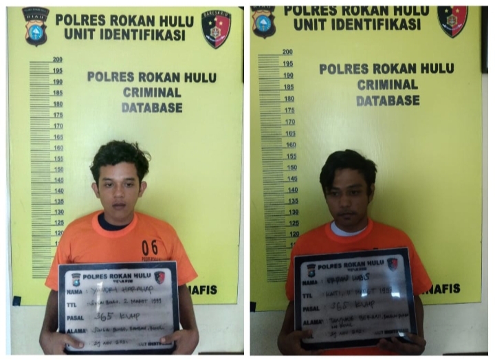Nekat Merampas HP Warga, Dua Pria Menginap Di Sel Mapolres Rohul