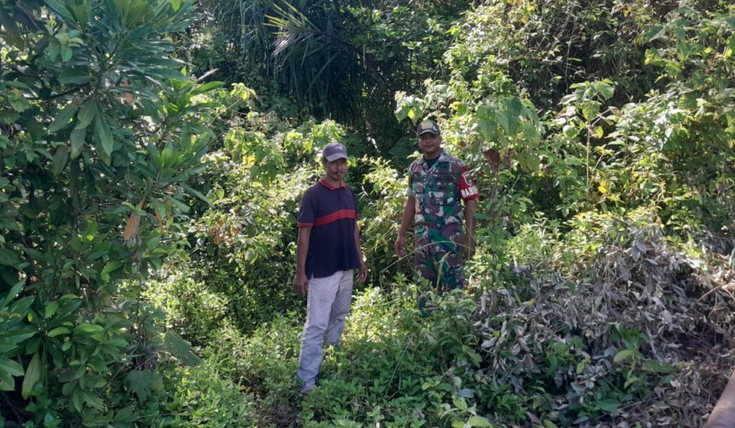Cegah Karhutla, Babinsa Bersama Warga Sisir Lahan Gambut di Kepulauan Meranti