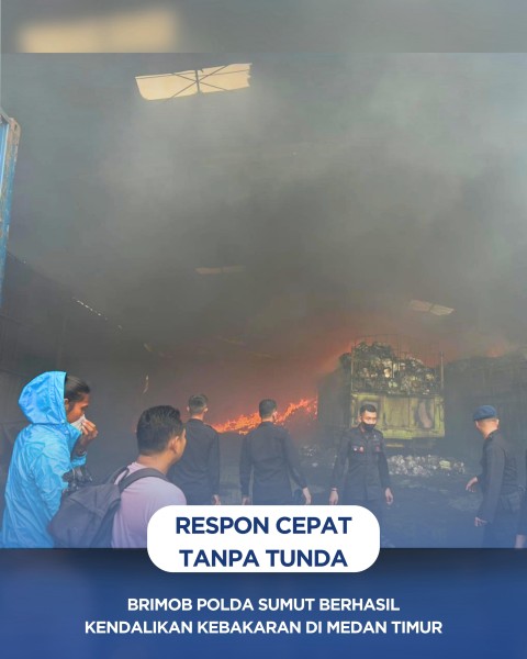 Respons Cepat Tanpa Tunda, Brimob Polda Sumut Berhasil Kendalikan Kebakaran di Medan Timur