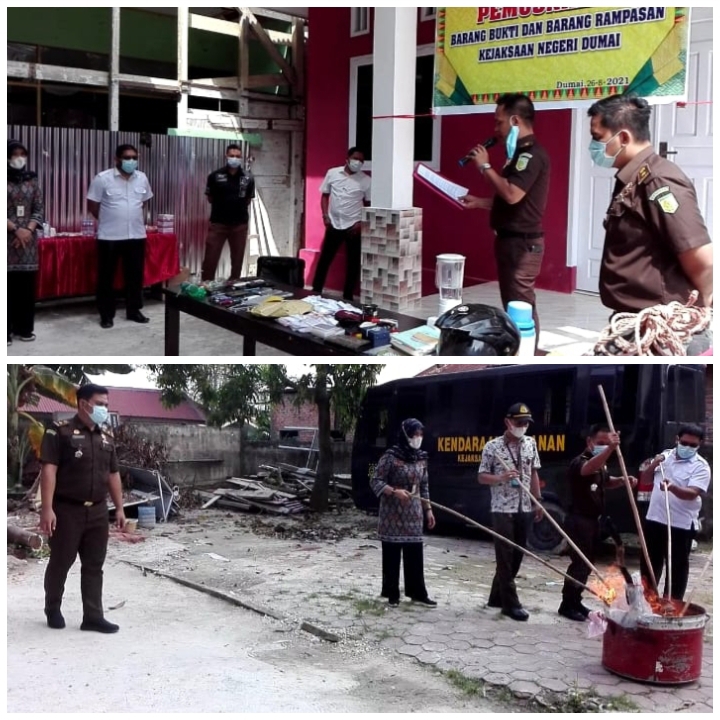 Inkrah, Kejari Dumai Musnahkan Barang Bukti Perkara Pidana