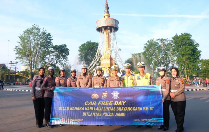 Direktorat Lalu Lintas Polda Jambi Menggelar Berbagai Kegiatan Saat Car Free Day Dibeberapa Wilayah