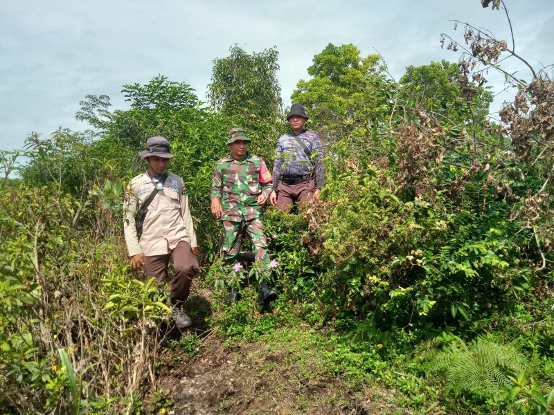 Patroli Bersama Babinsa Jadi Upaya Jaga Desa Kudap dari Kebakaran Hutan