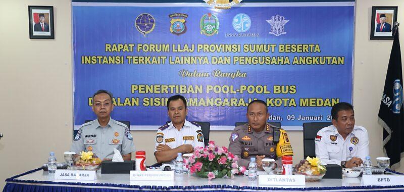 Dirlantas Polda Sumut Rapat Forum Lalu Lintas Angkutan Jalan Dalam Pengoptimalan Terminal Terpadu Amplas