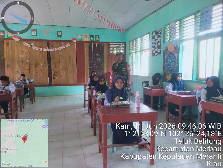 Peran Aktif Babinsa Koramil 06/Merbau Warnai Kelancaran Program Makan Bergizi di Kepulauan Meranti