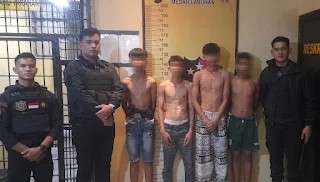Respon Call Center 110, Tim Macan Polres Pelabuhan Belawan Amankan Empat Remaja Pelaku Tawuran