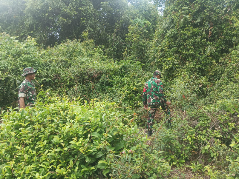 Patroli Karhutla di Desa Batang Meranti, Babinsa Ajak Warga Peduli Lingkungan