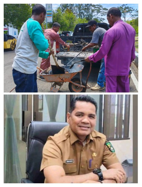Kadis PUPR Rohul Pimpin Bakti Sosial, Daur Ulang Aspal untuk Tambal Jalan Berlubang