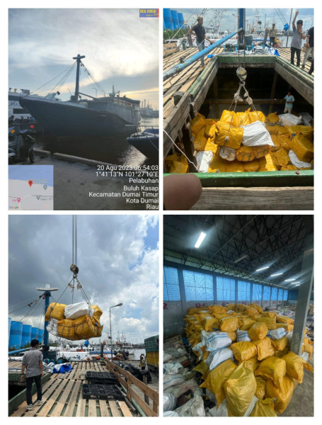 Tim Patroli Laut BC-15019 KPPBC TMP B Dumai Amankan Ratusan Karung Ballpress dan Puluhan Kotak Parfum Ilegal
