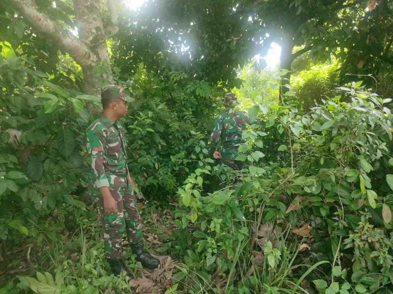Patroli Babinsa di Desa Mengkirau, Warga Diimbau Tidak Bakar Lahan