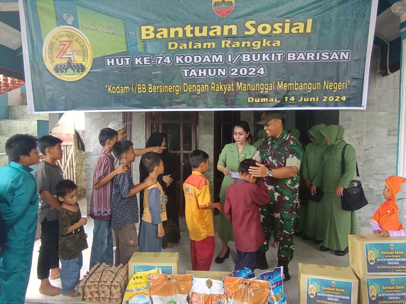 Kodim 0320/Dumai Berbagi Kebahagiaan di HUT Kodam I/BB ke-74