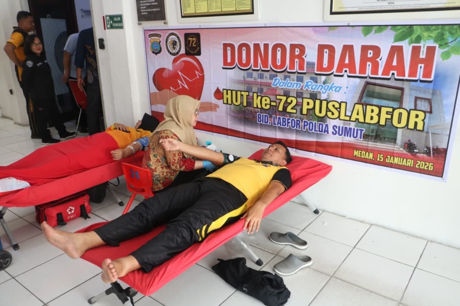 Bidlabfor Polda Sumut Peringati HUT ke-72 Labfor Polri dengan Bakti Sosial dan Donor Darah