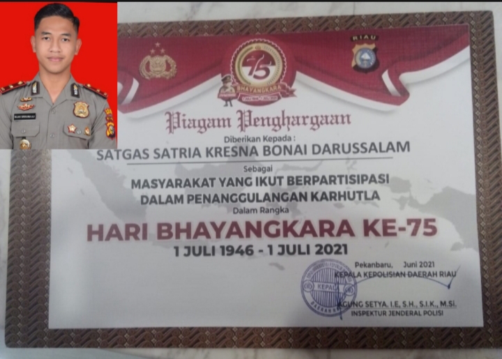 Cegah Karlahut, Satgas Satria Kresna Bonai Darussalam Binaan Polres Rohul Terima Penghargaan Kapolda Riau