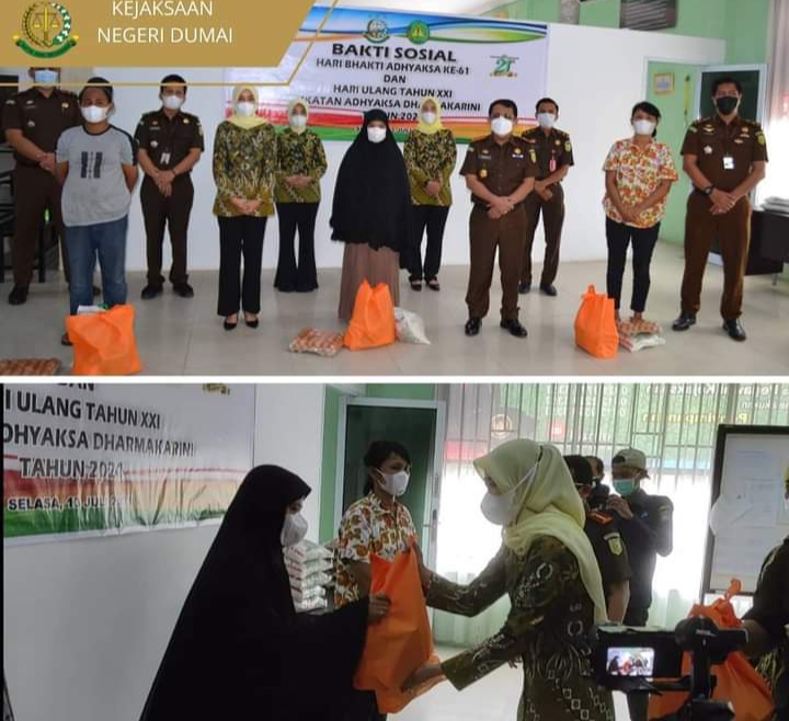 Kejari Dumai Bersama Pengurus IAD Bakti Sosial Dalam  Memperingati HBA ke-61 Dan HUT XXI IAD Tahun 2021