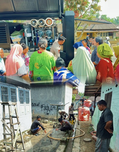 Dari Water Treatment hingga Sumur Bor, Brimob Sumut Pastikan Air Bersih untuk Warga Hutabalang