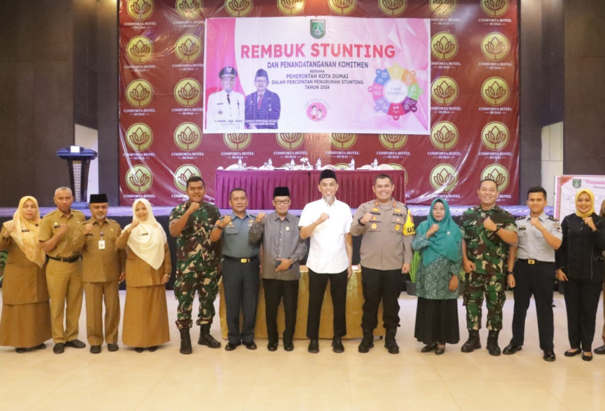 Dandim 0320/Dumai dan Pemko Dumai Laksanakan Penandatanganan Komitmen Bersama Dalam Menangani Stunting