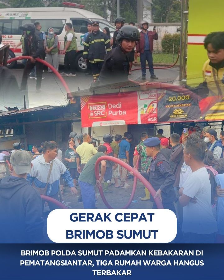 Gerak Cepat Brimob Polda Sumut Bantu Padamkan Kebakaran di Pematangsiantar