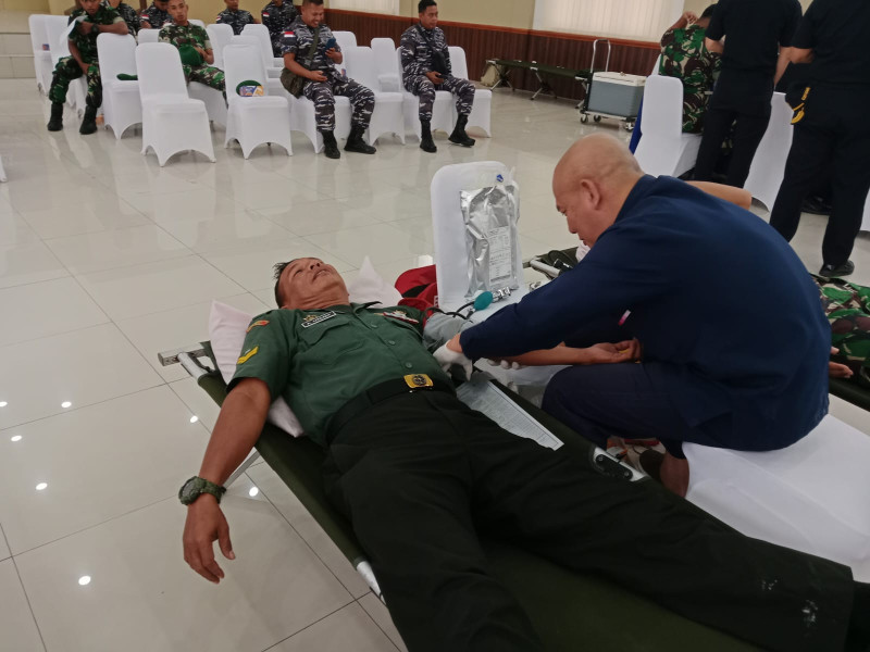 Giat Donor Darah Yang Diikuti Oleh Prajurit Kodim 0320/Dumai Berjalan Dengan Lancar