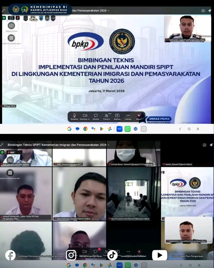 Program Bimtek Pengisian Kertas Kerja SPIPT Diikuti Lapas Kelas IIB Pasir Pengaraian